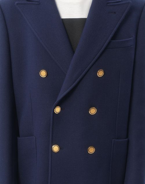 Valentino Double-breasted Double Wool Jacket In Blue