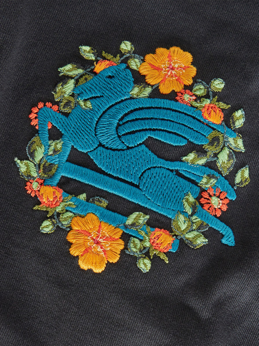 Etro Pegaso Embroidered Crewneck T-shirt In Black