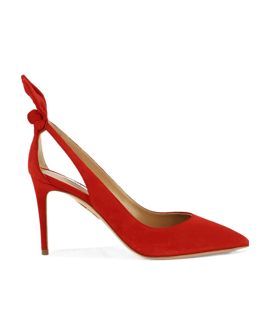 Shop Aquazzura Bow Tie 85mm Suede Pumps In Red