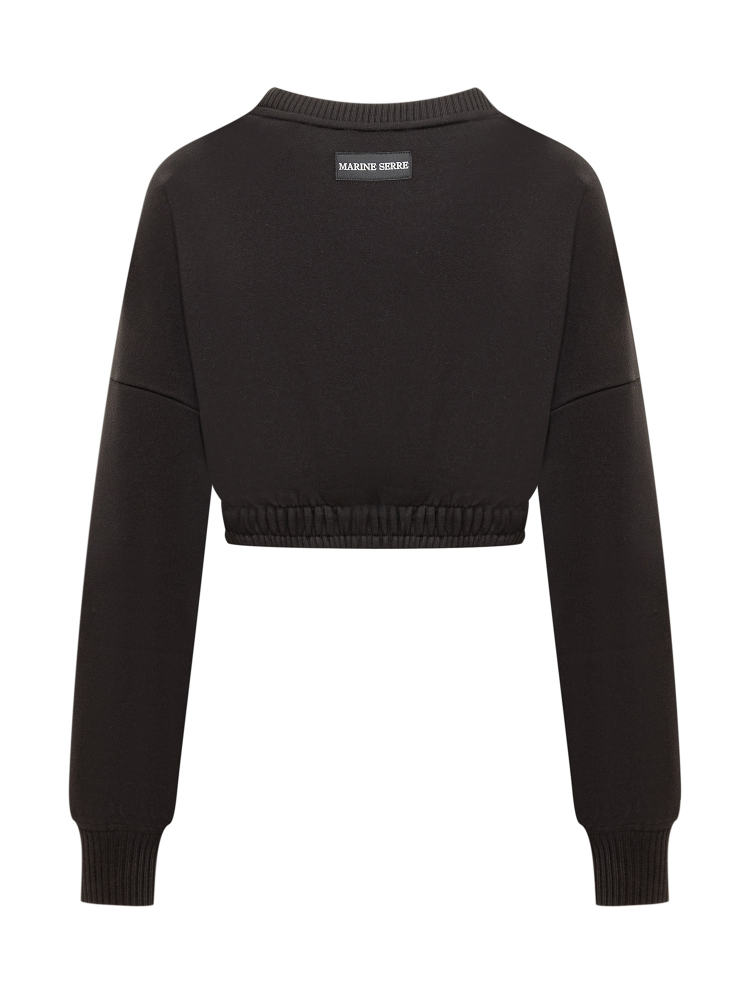 Marine Serre Moon Embroidered Cropped Knit Jumper In Black