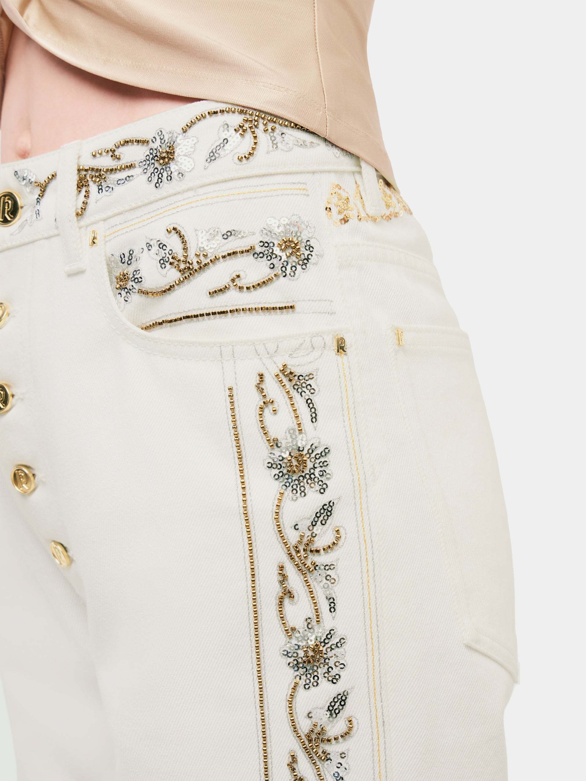 Rabanne Belt-loop Jeans In White