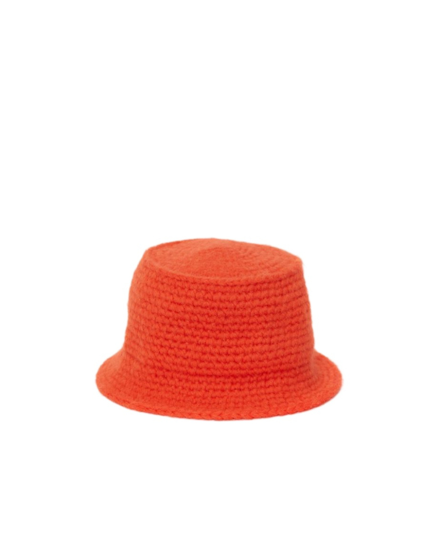 Jw Anderson Logo-patch Knitted Bucket Hat In Red