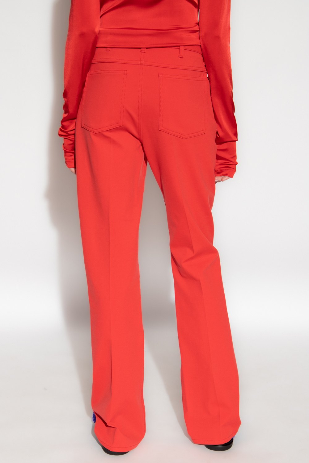 Marni Pressed Crease Flared Trousers In Red