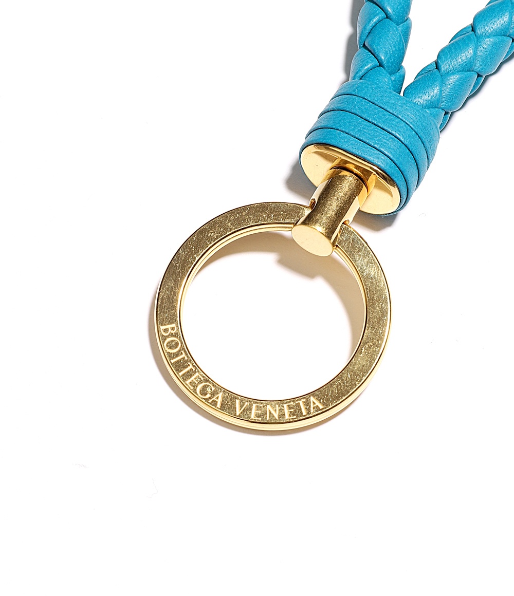 Bottega Veneta Logo Key Ring In Blue