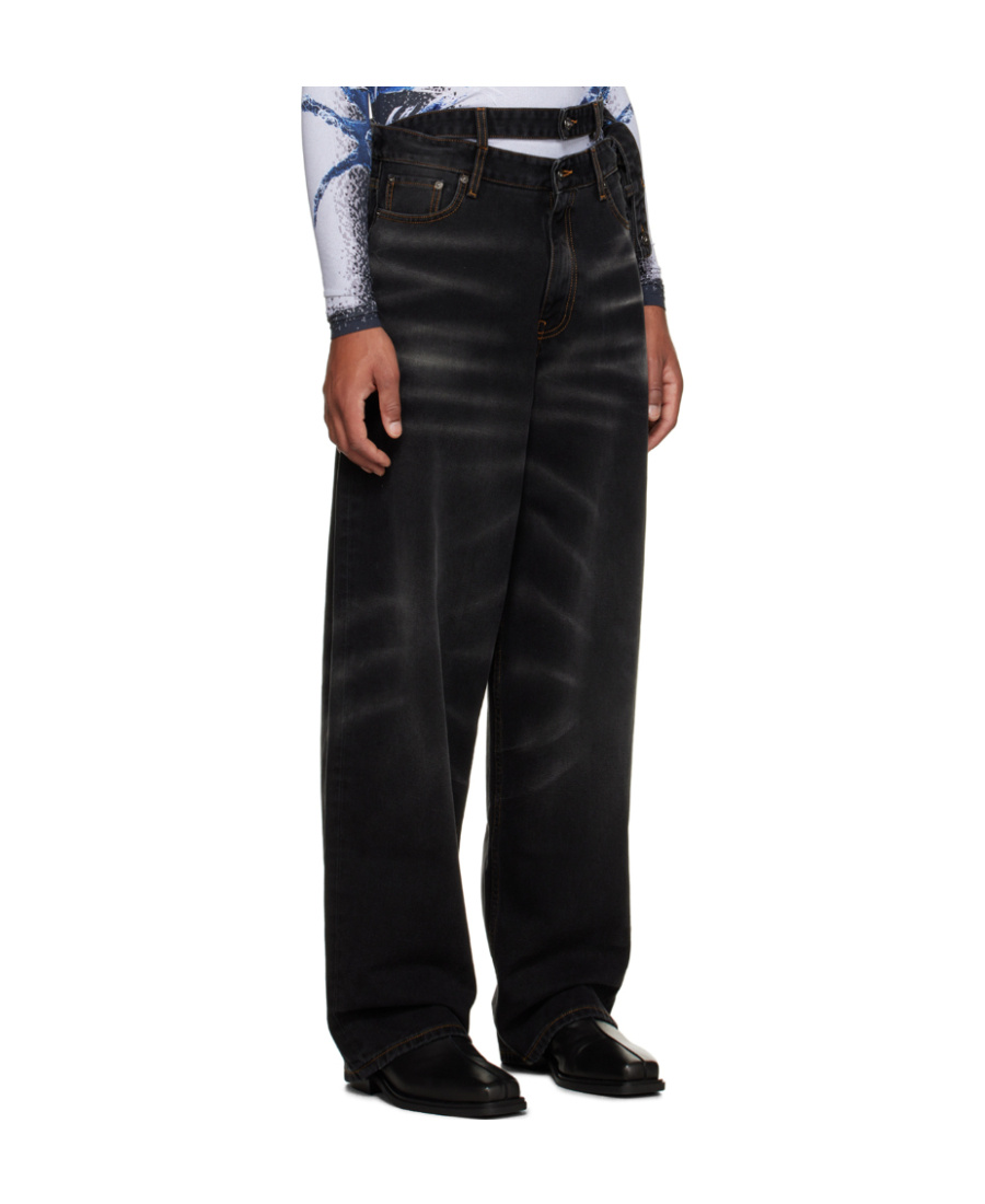 Y/project Washed-effect Wide-leg Jeans In Black
