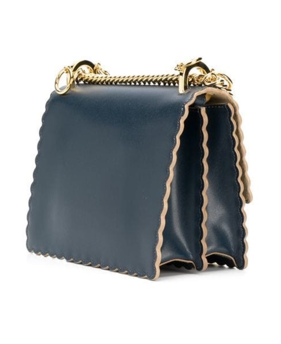 Fendi Kan I Fan Leather Shoulder Bag In Black