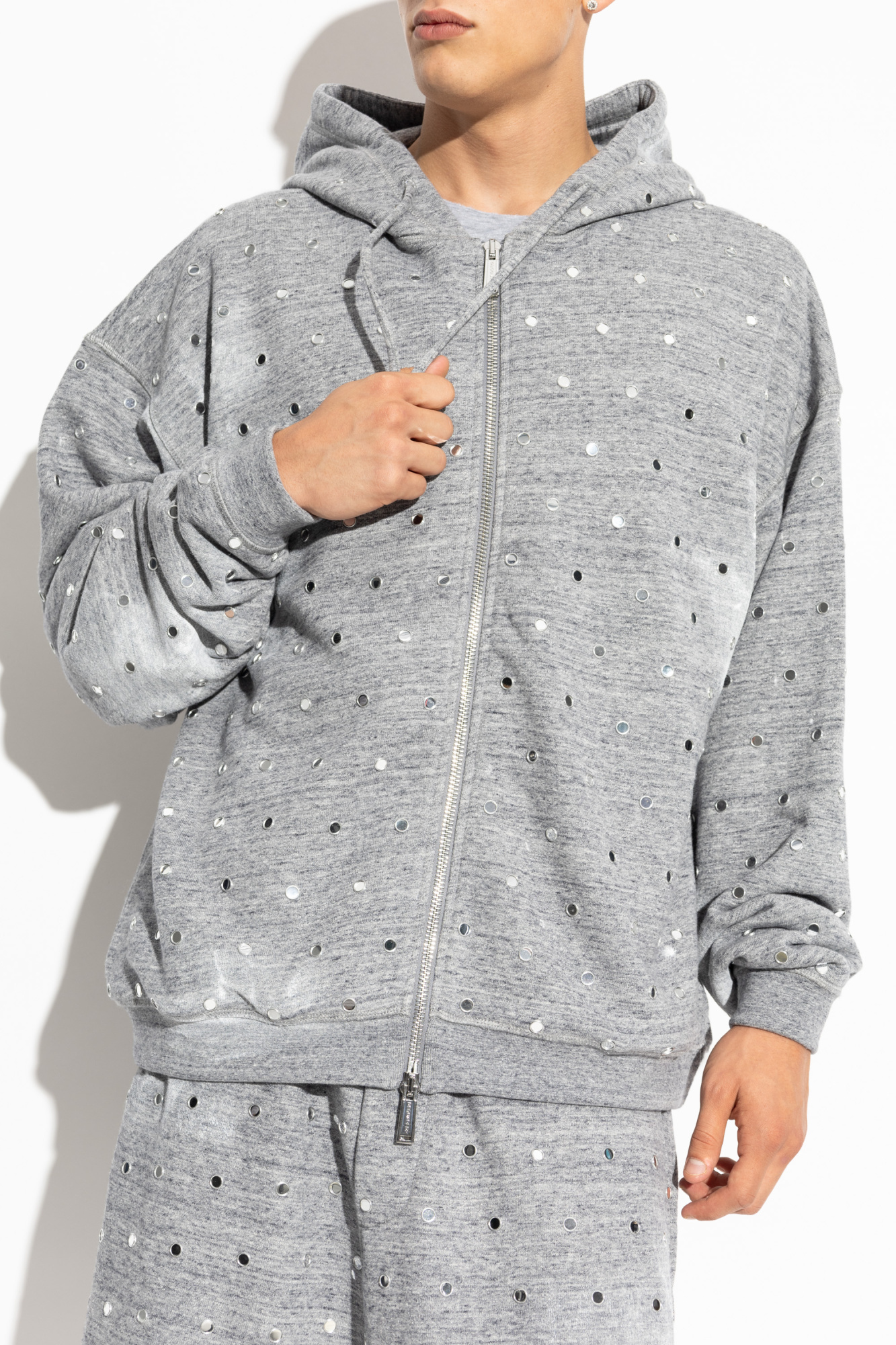 Dsquared2 Zip-up Cotton Hoodie In Gray