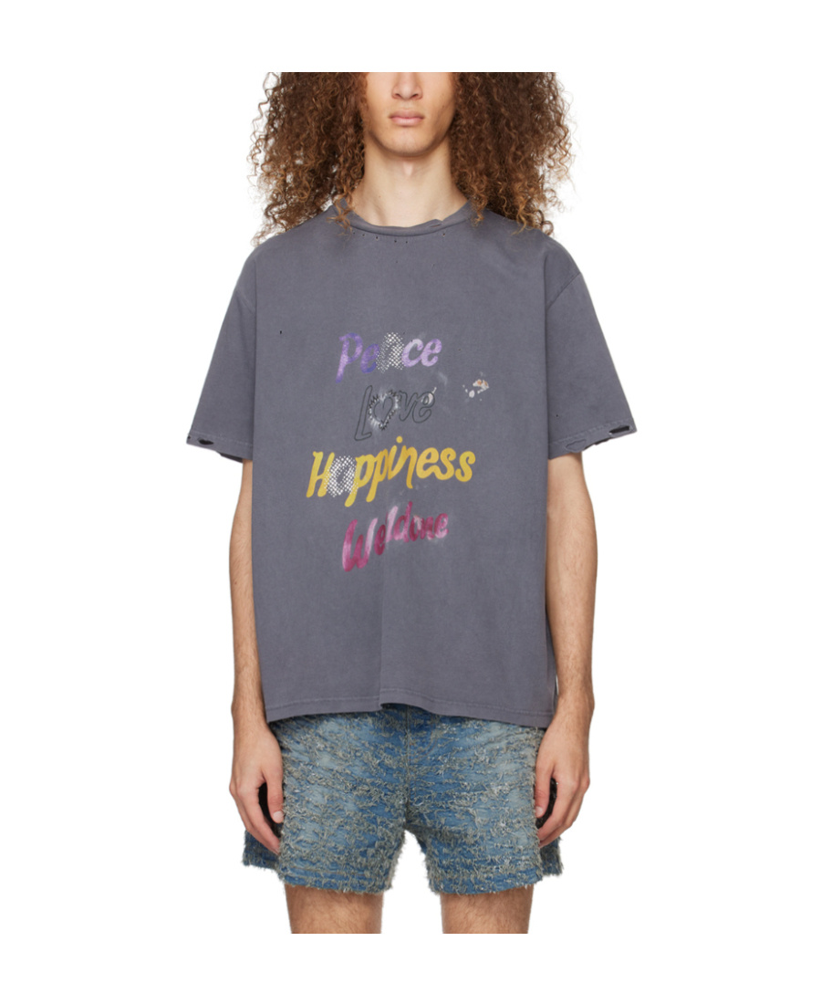 We11 Done Slogan-print Cottton T-shirt In Gray