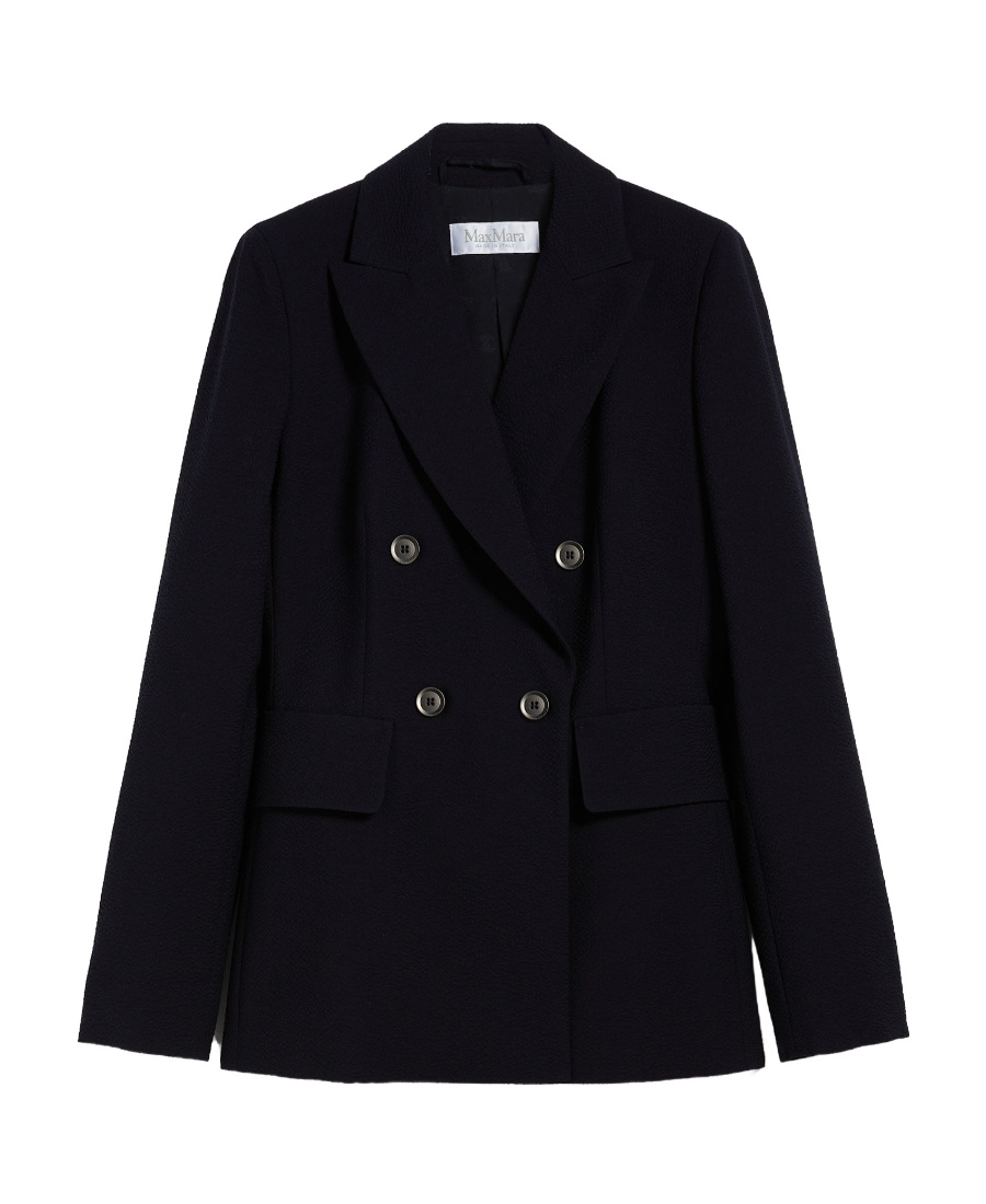 Max Mara Wool Double-breasted Suit Jacket In Blue