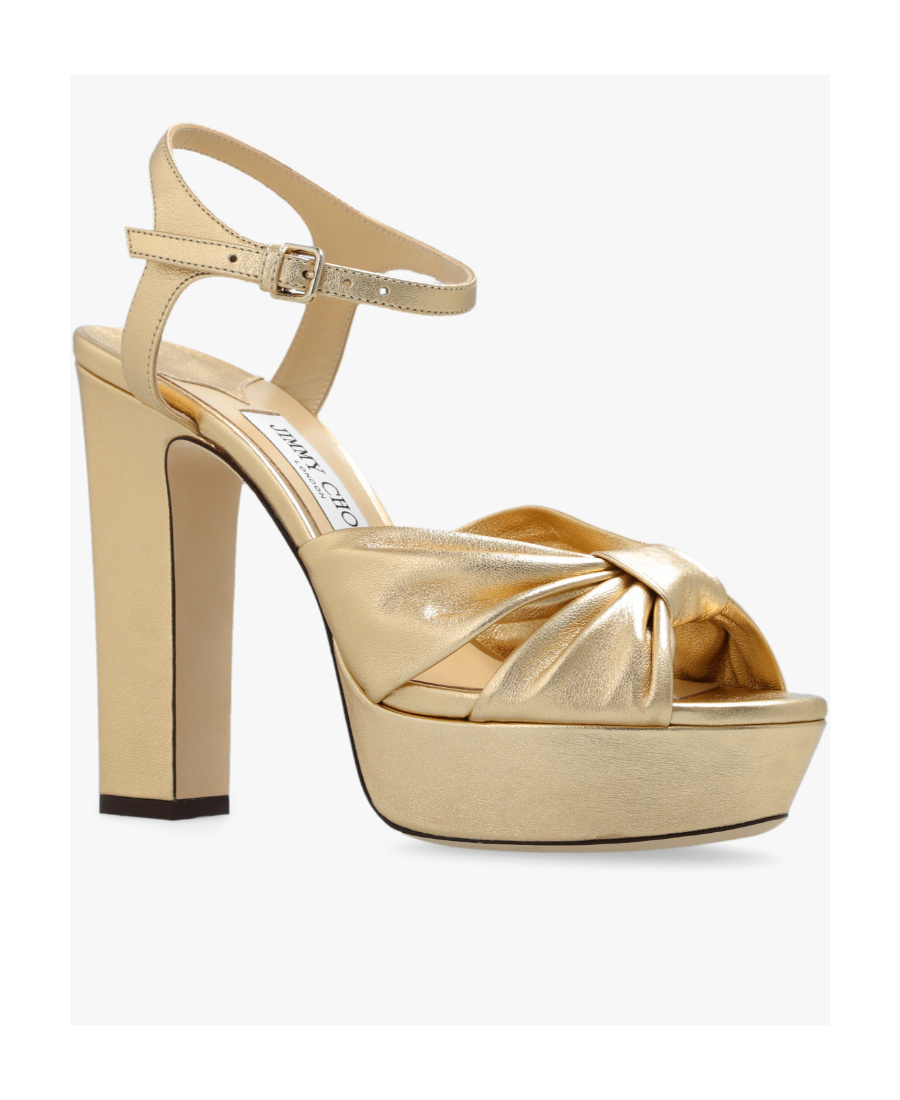 Jimmy Choo Heloise 120mm Metallic-finish Sandals In Nude