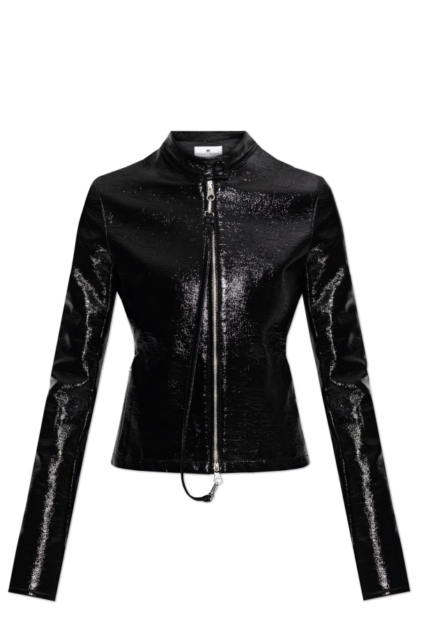 Courrèges Iconic Vinyl Biker Jacket In Black