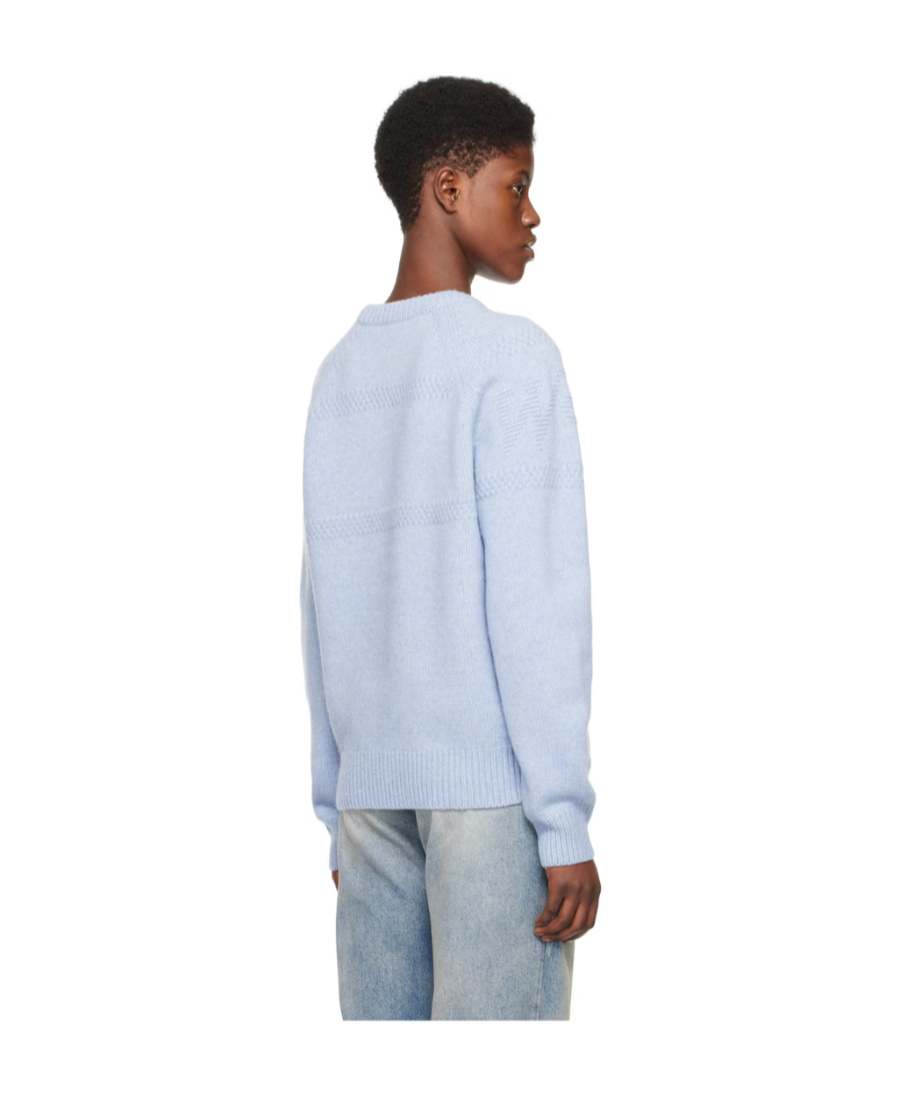 We11 Done Round Neck Long-sleeved Sweater In Blue