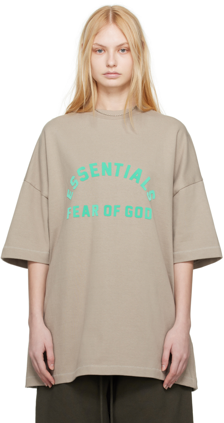Shop Essentials Logo-print T-shirt In Gray