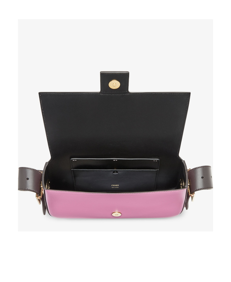 Shop Fendi Pink And Dark Brown Colour-block Leather Bag