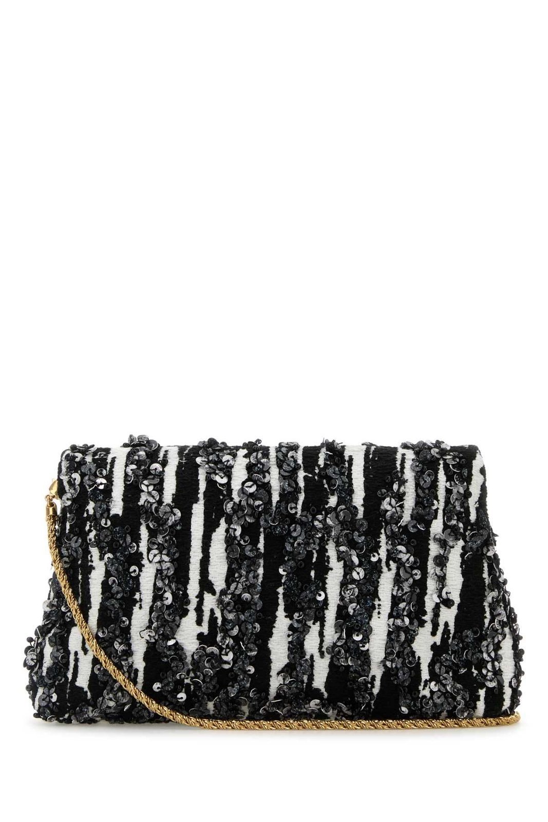 Dries Van Noten Embellished Chain Linked Crossbody Bag In Black