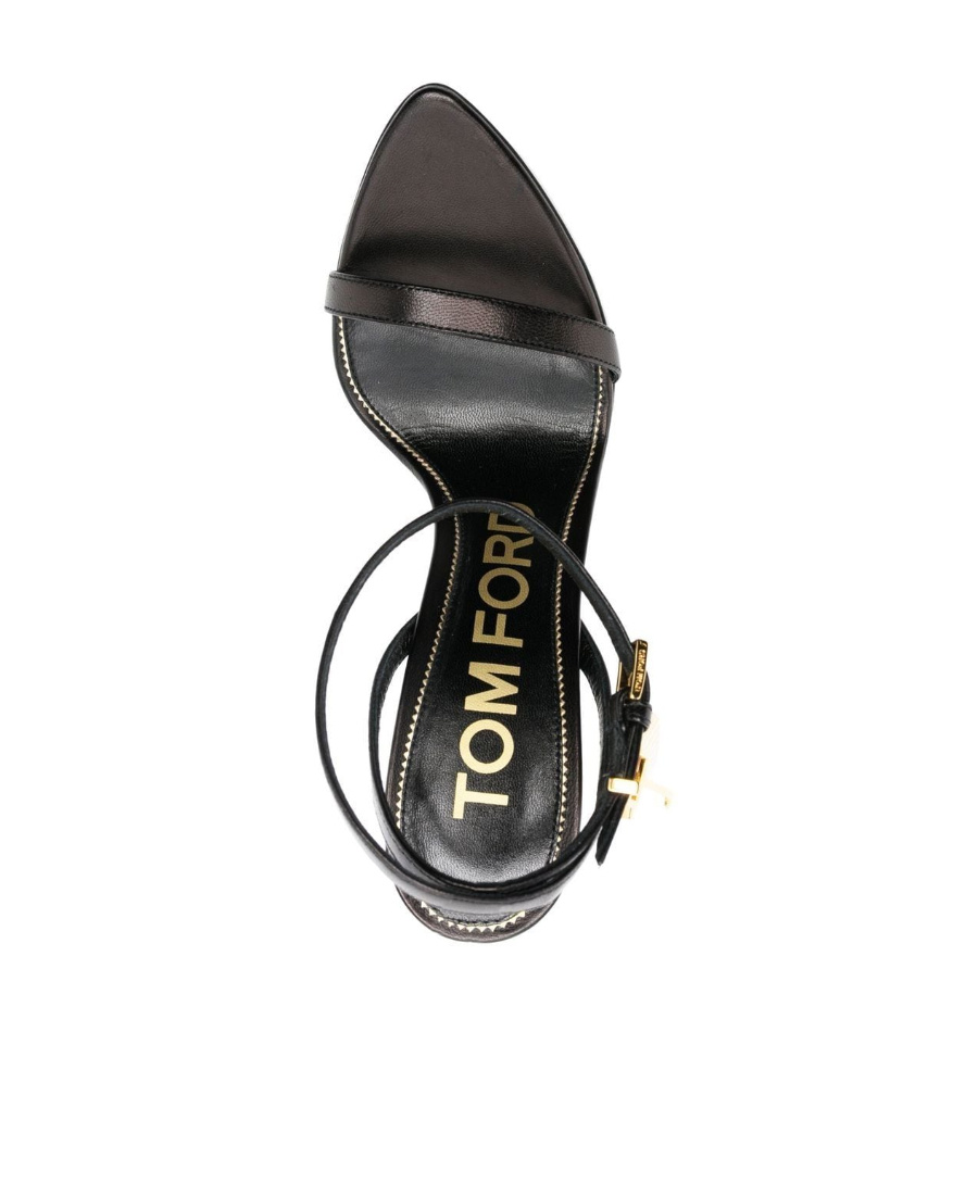 Tom Ford Padlock 85 Naked Pointy Sandals In Calf Leather In Black