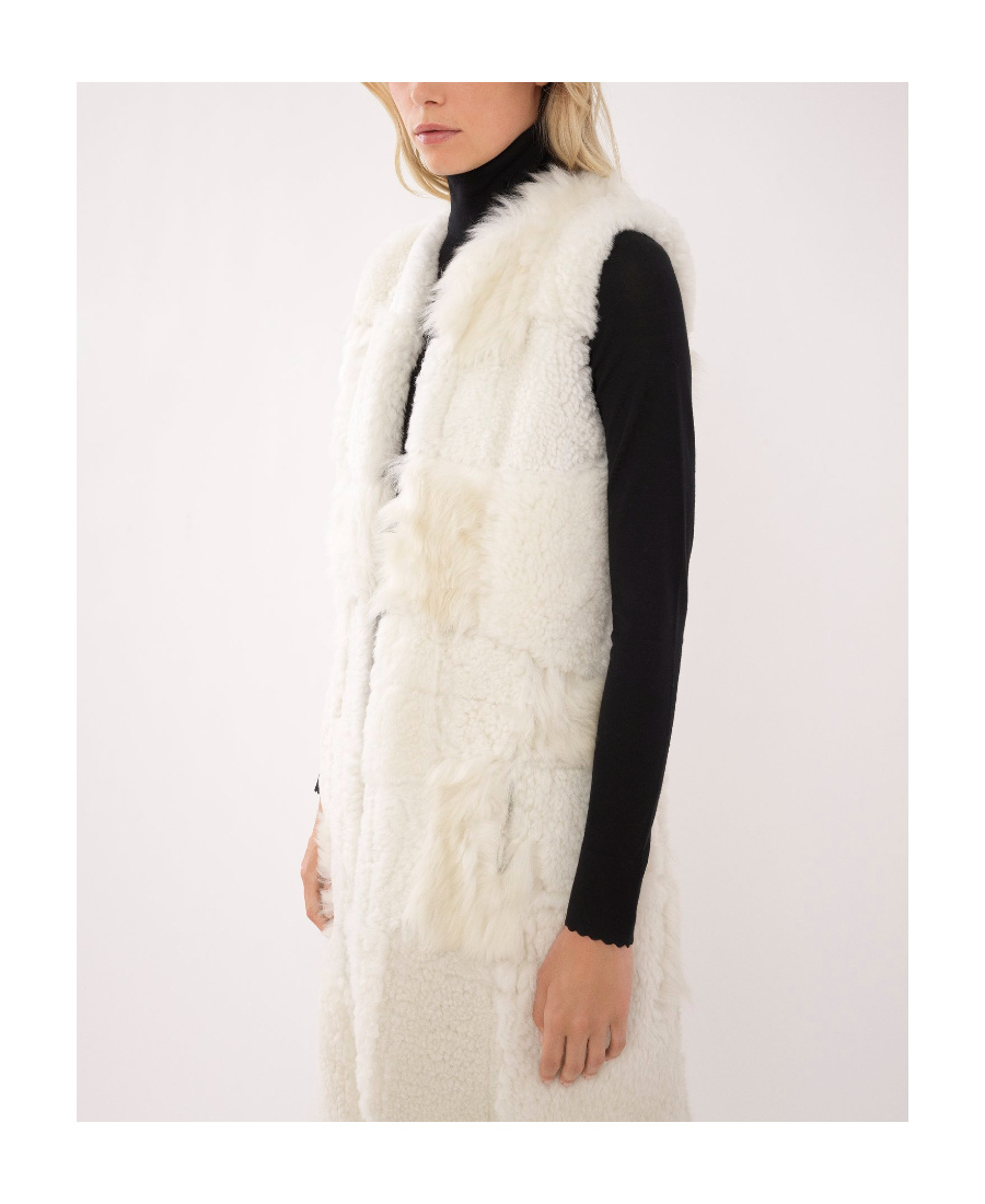 Chloé Shearling Patchwork Sleeveless Gilet In White