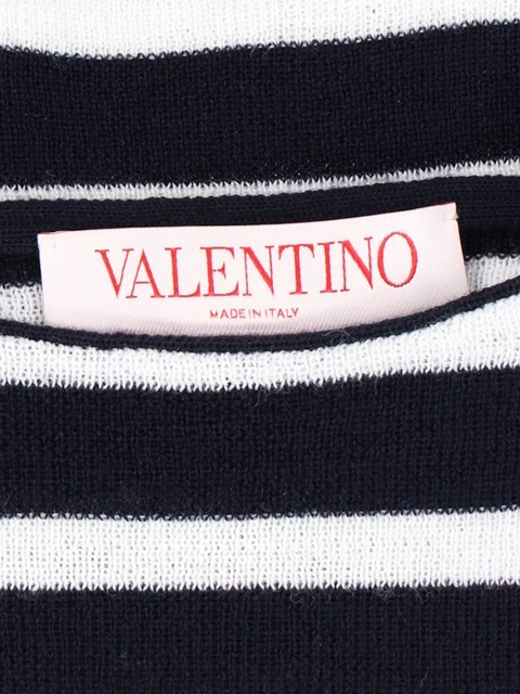 Valentino Striped Intarsia-knit Jumper In Black