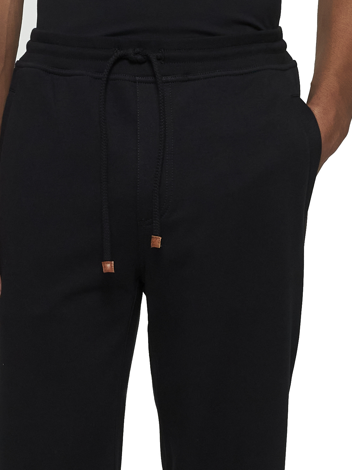 Brunello Cucinelli Men Black Techno Cotton Fleece Joggers In Black