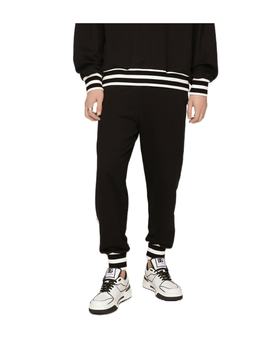 Dolce & Gabbana Logo-patch Side-stripe Sweatpants In Black