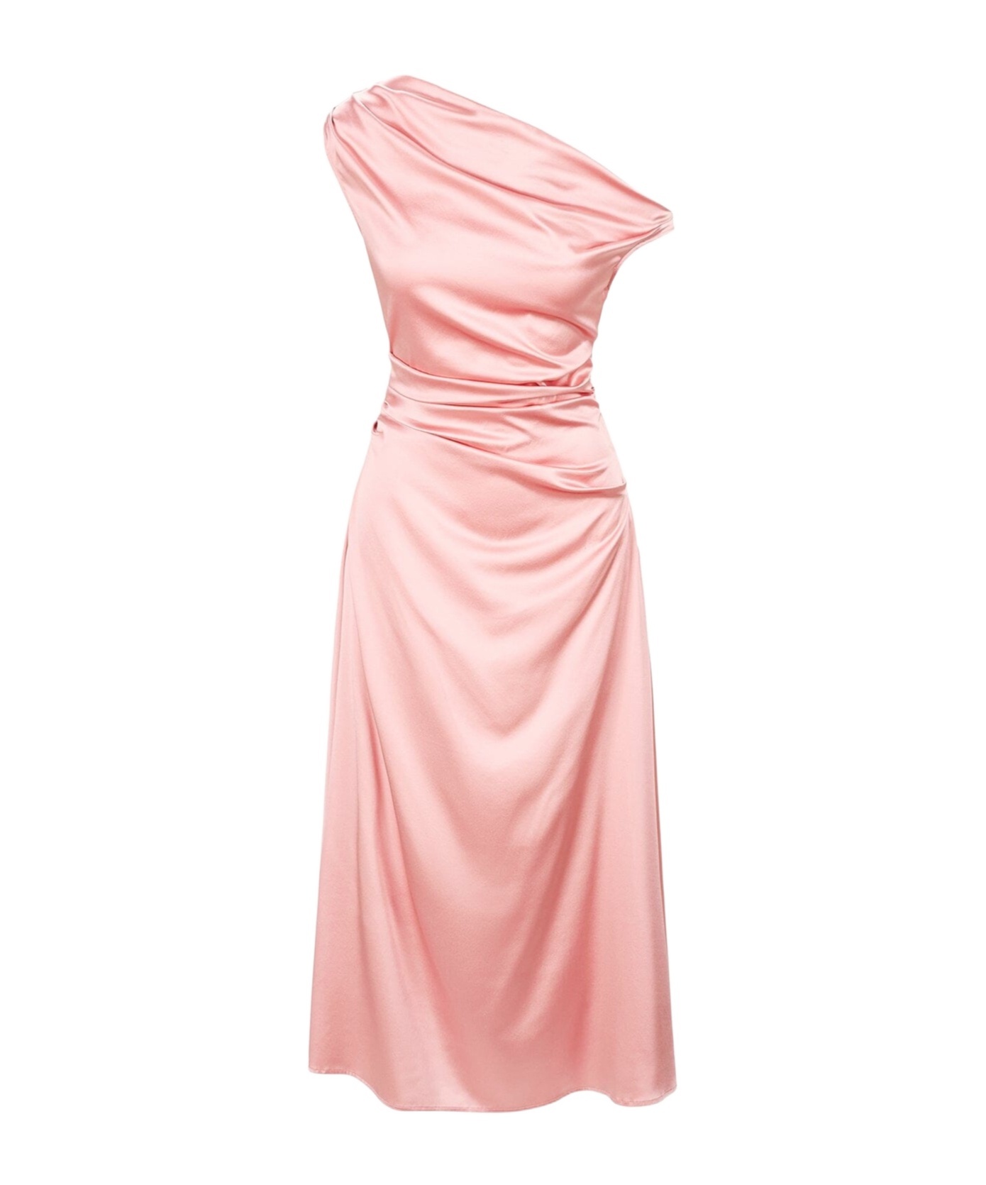 Staud Phare Draped Silk-blend Midi Dress In Pink