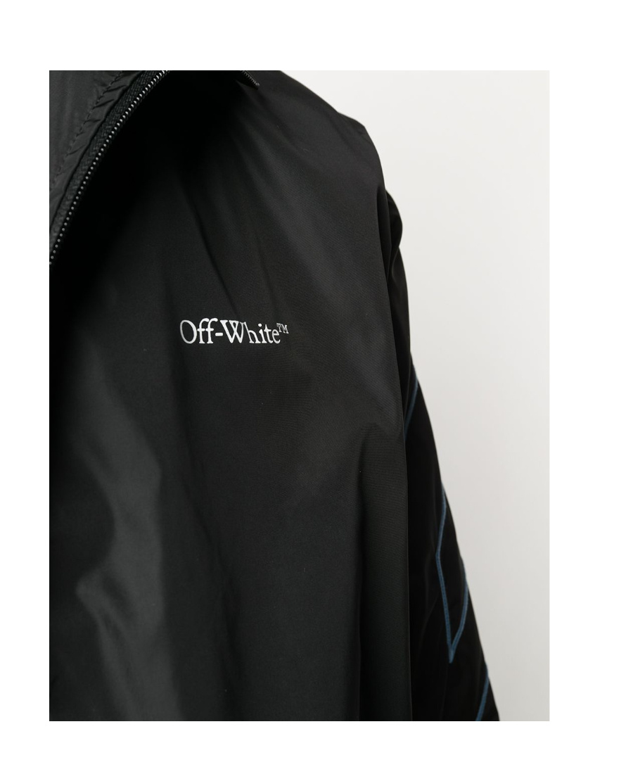 Off-white Diagonal Stripes Zipped Jacket In Black