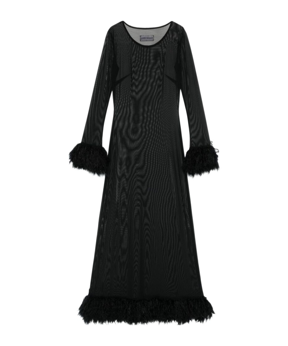 Marine Serre Semi-sheer Maxi Dress In Black