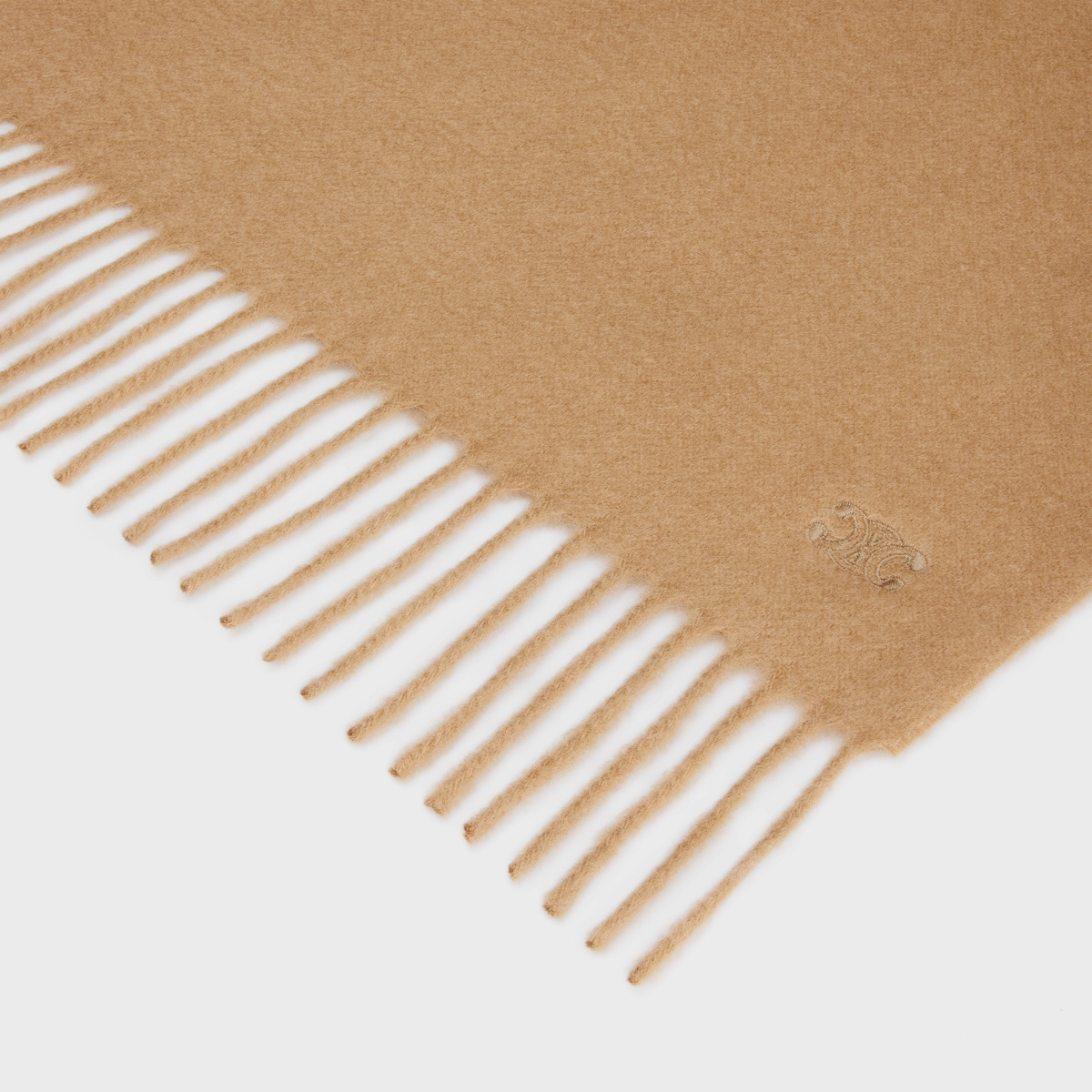 Shop Celine Triomphe Scarf In Cashmere In Sand-colored