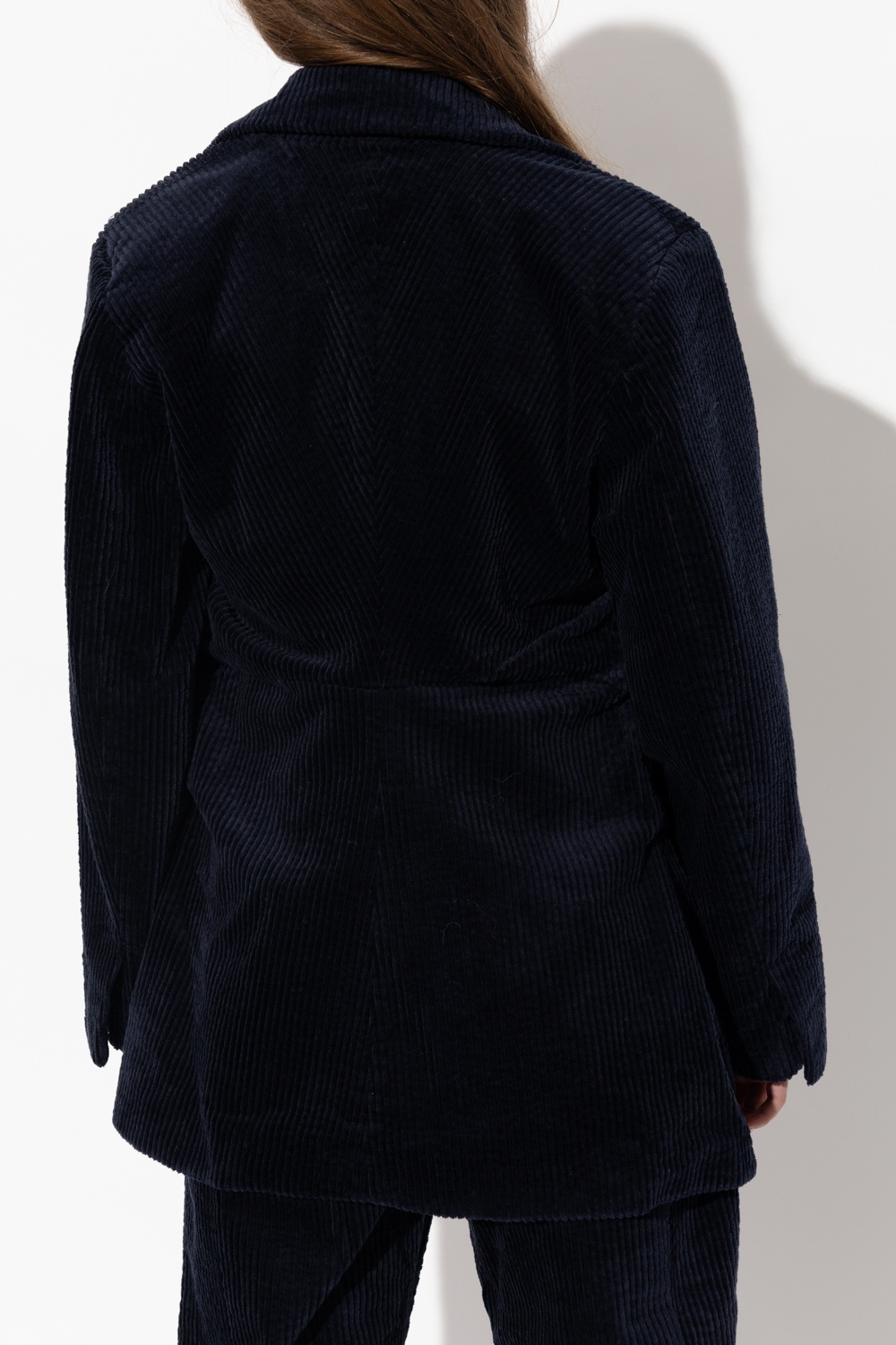 Ganni Corduroy Ruched Jacket In Black