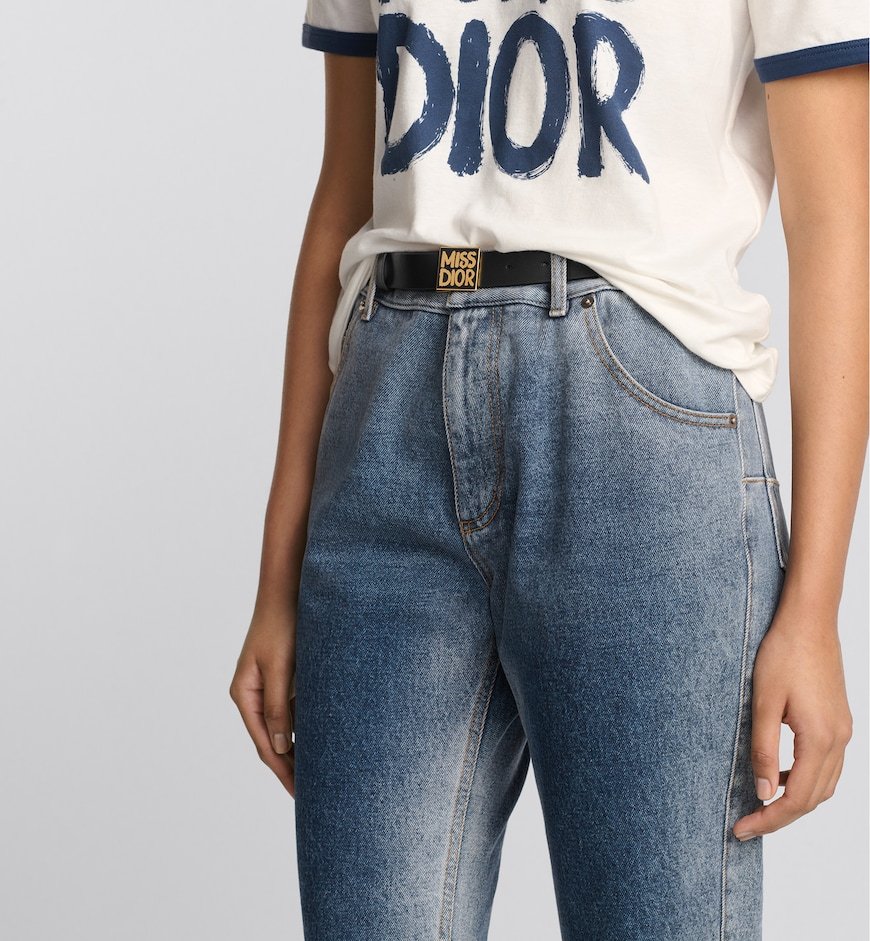 Dior Miss Dio Graffiti Pattern Belt In Black