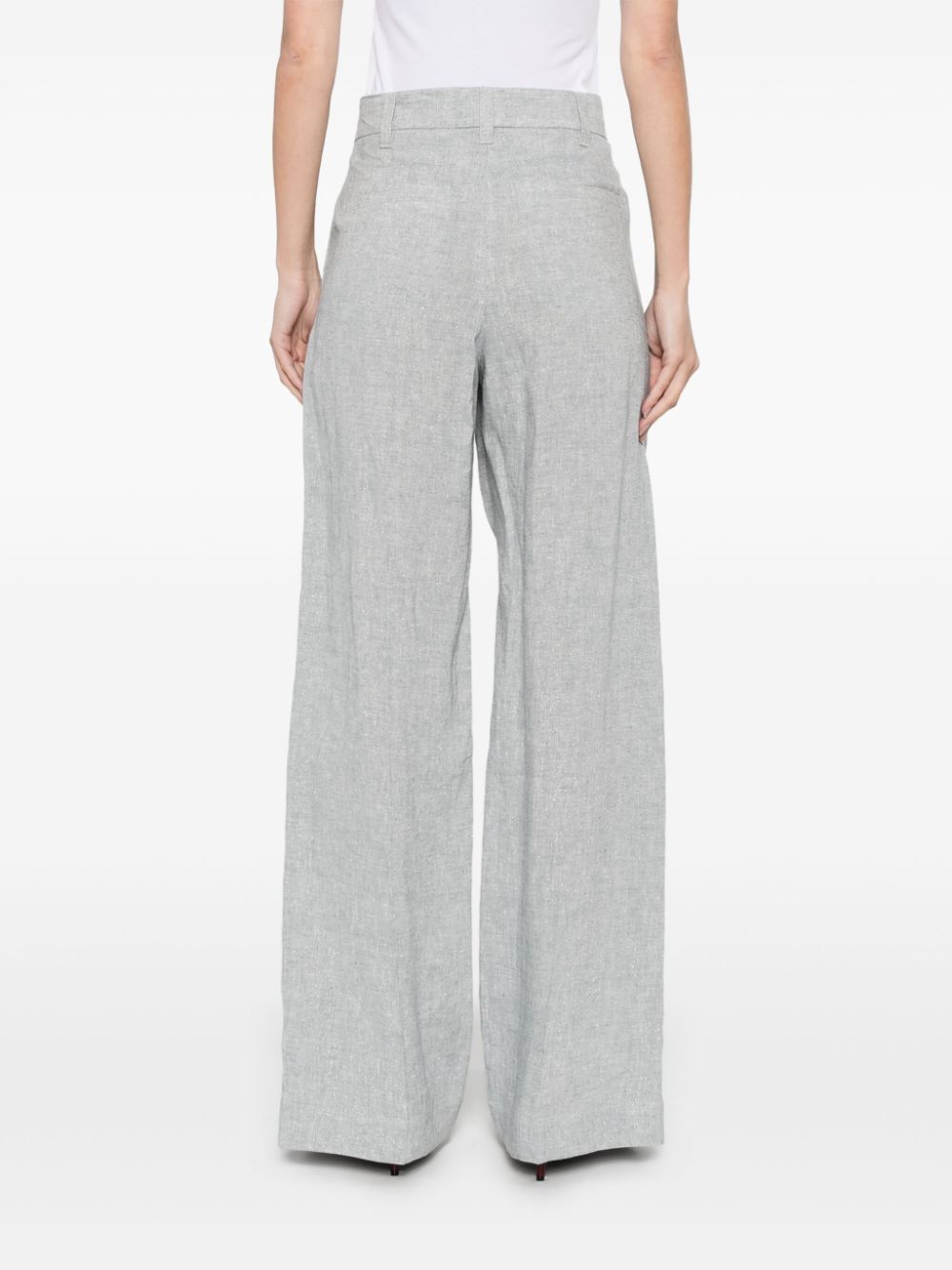 Brunello Cucinelli Linen Wide-leg Trousers In White