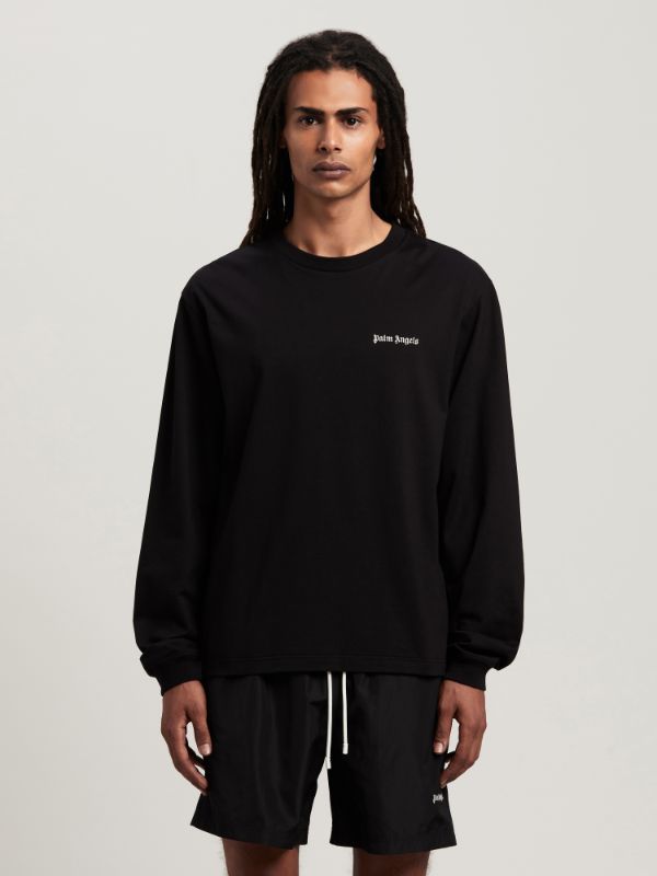 Palm Angels Cotton Oversize Crew Neck Sweatshirt In Black
