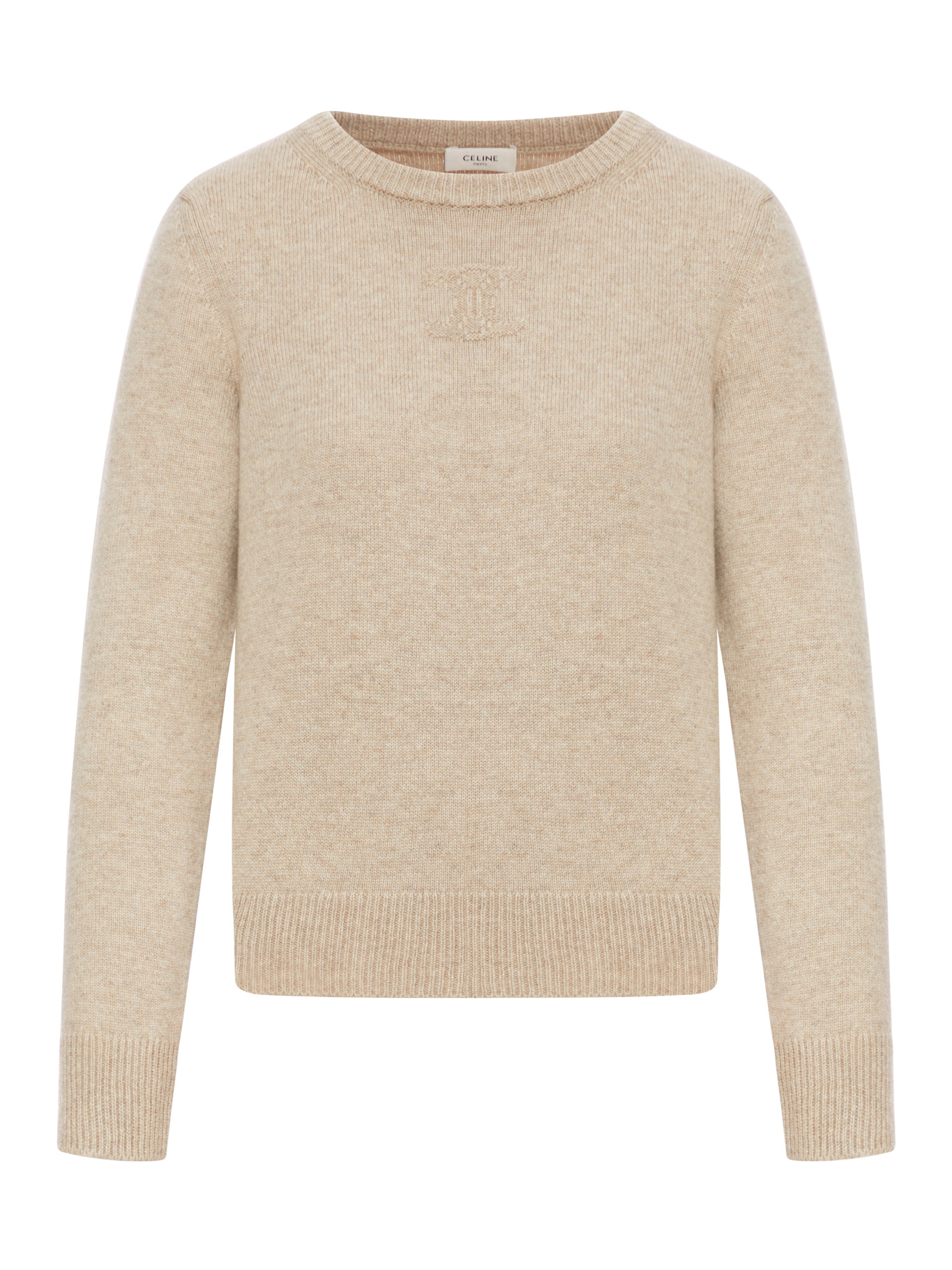 Celine Cashmere Sweater With Triomphe Logo In Neutral