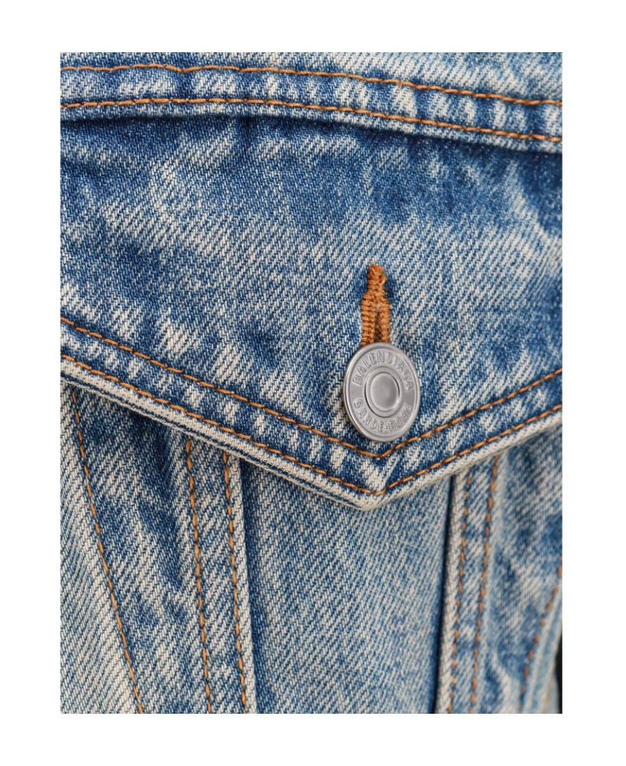 Balenciaga Hourglass-shaped Denim Jacket In Blue