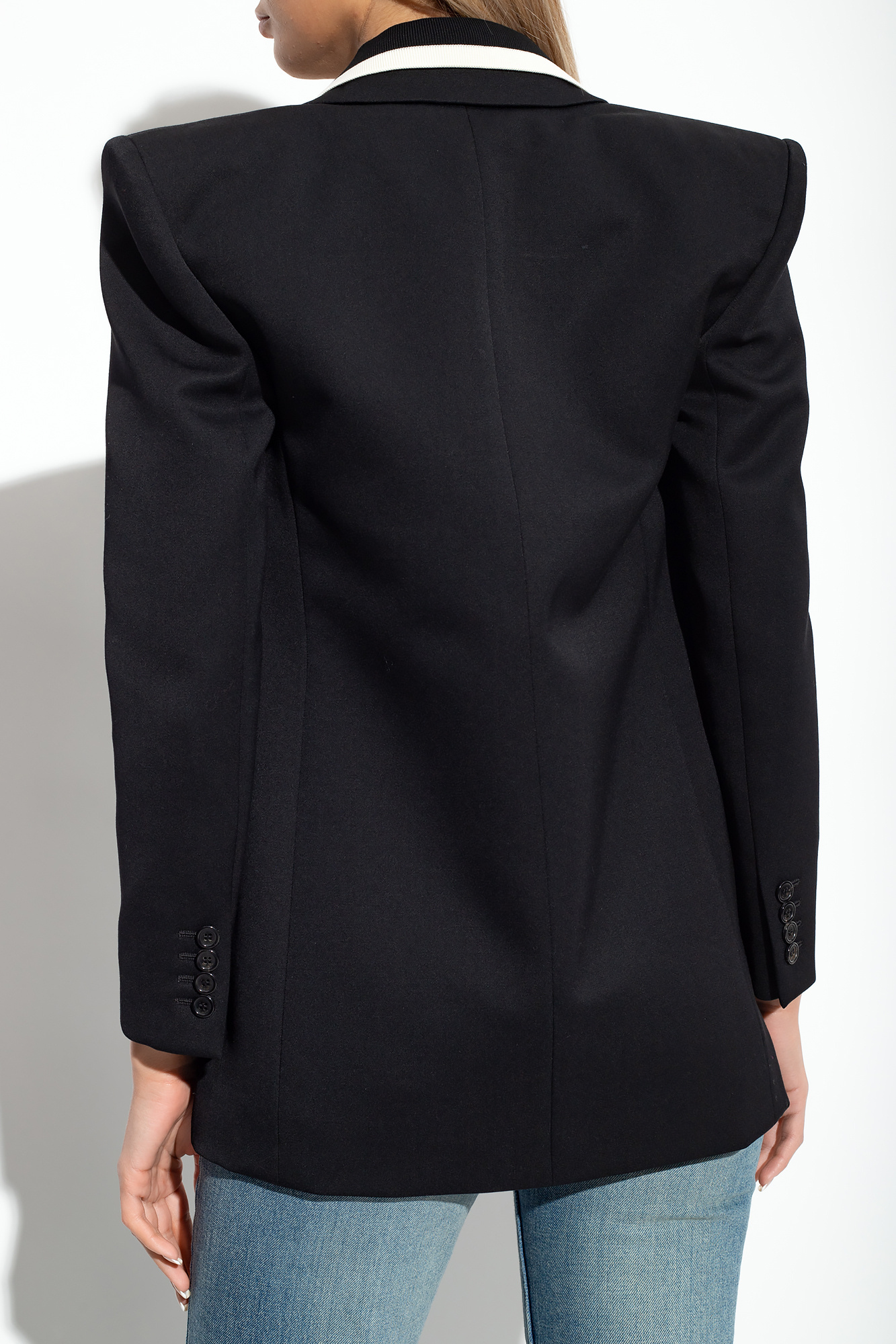 Saint Laurent Single-breasted Peaked Blazer In Black