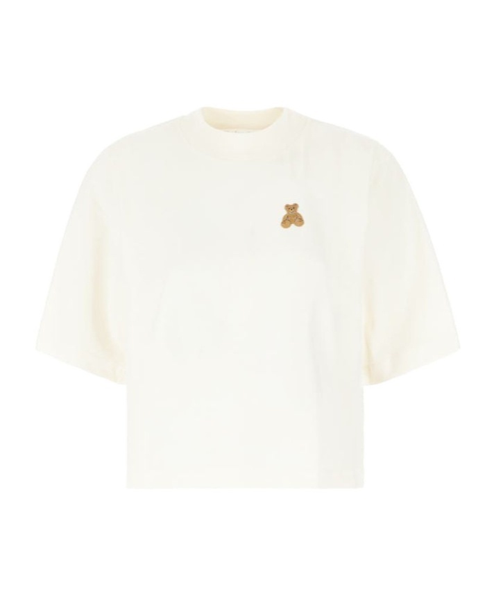 Palm Angels Mini Bear Cropped T-shirt In Gray