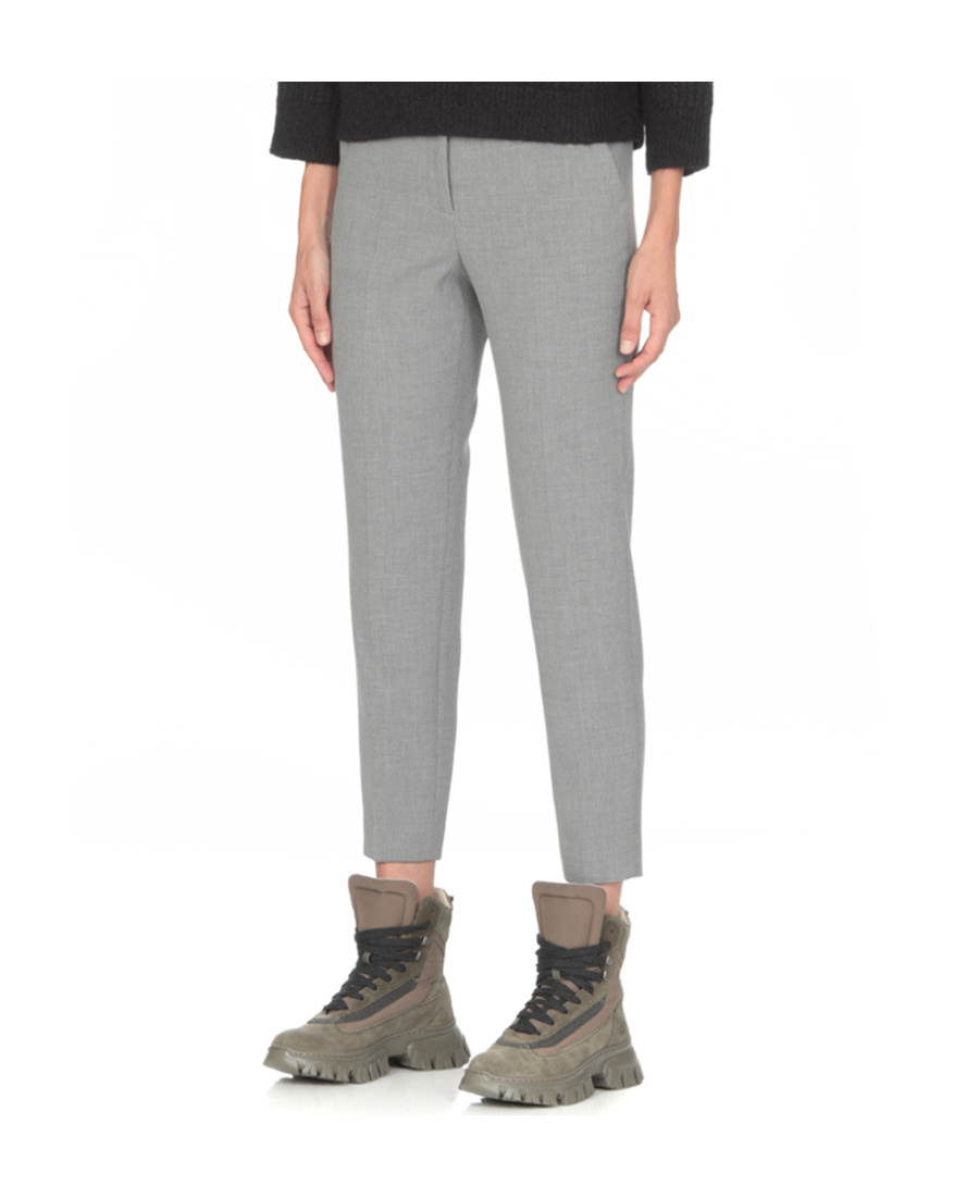Peserico Fitted Grey Tailored Trousers In Gray