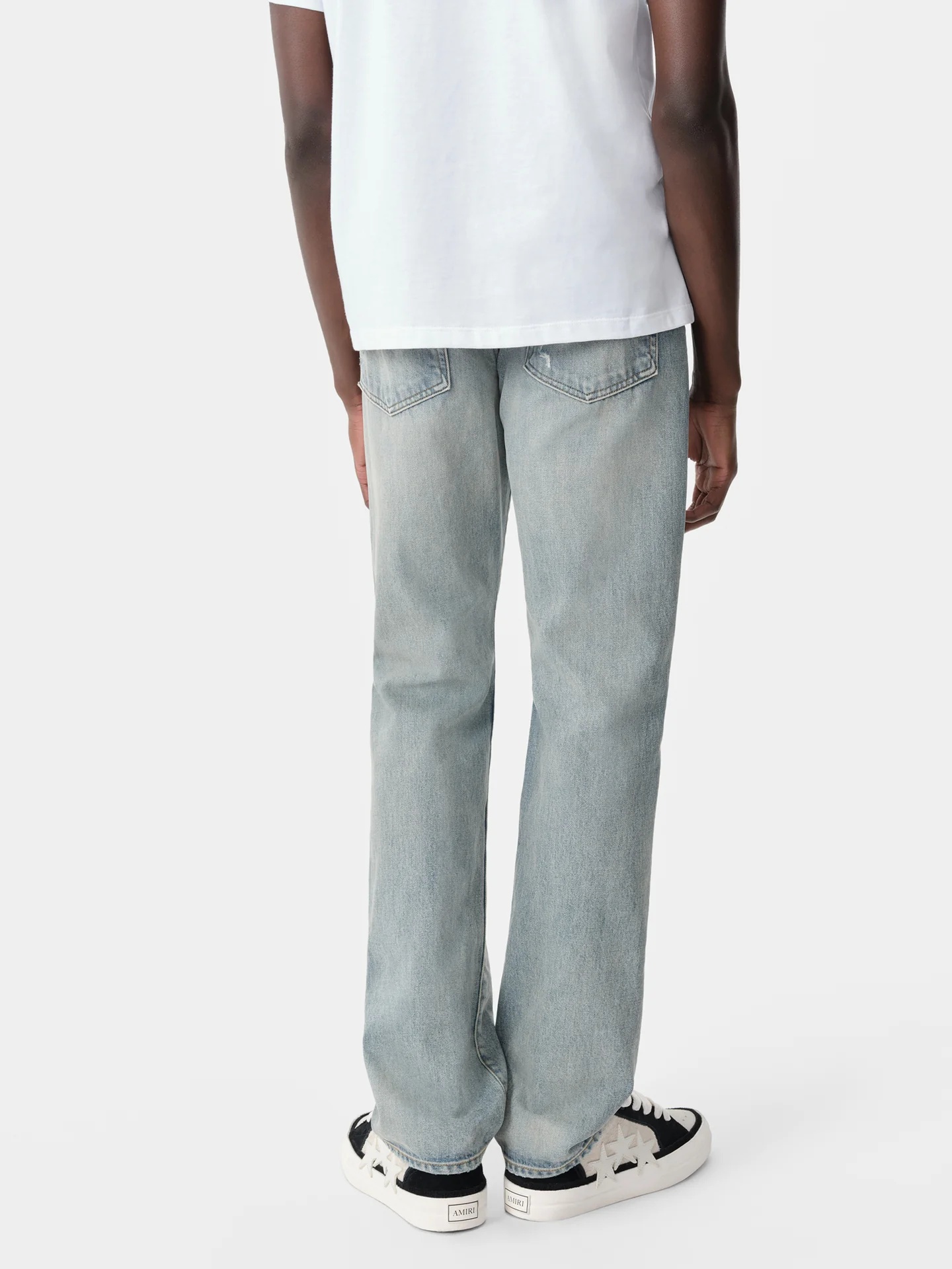 Amiri Bandana Repair Mid-rise Straight-leg Jeans In Gray
