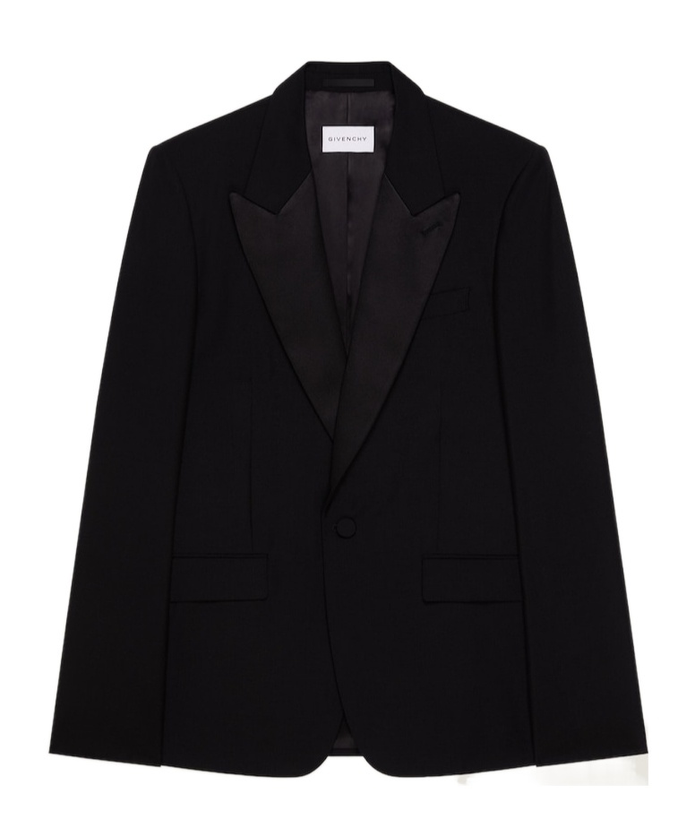 Givenchy Fitted Suit-jacket In Wool Mohair With Satin Collar In Black
