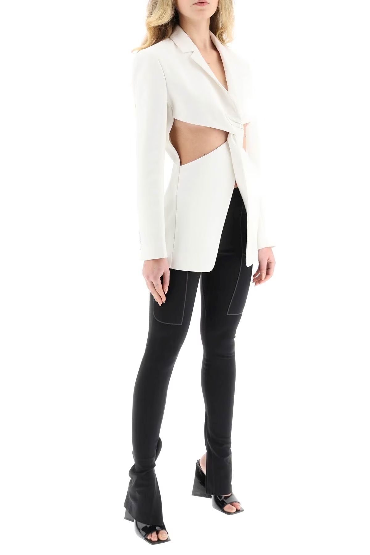 Coperni Stretch-design Slit Leggings In Black