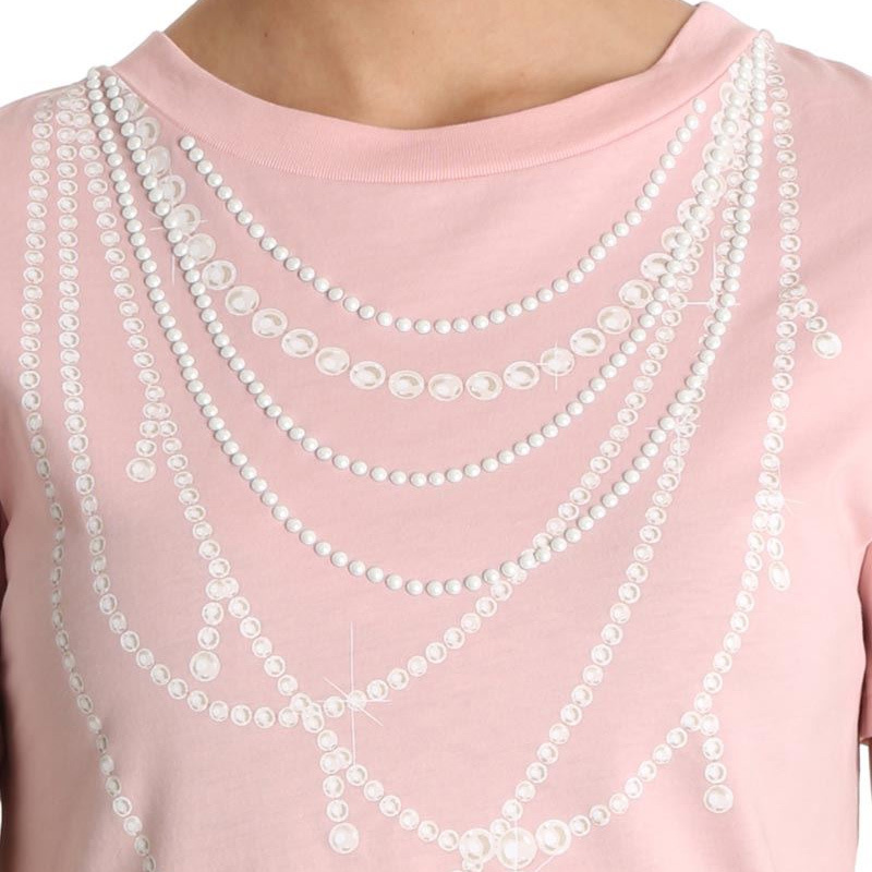 Moschino T-shirt With Round Neck And Short Sleeves In Nude
