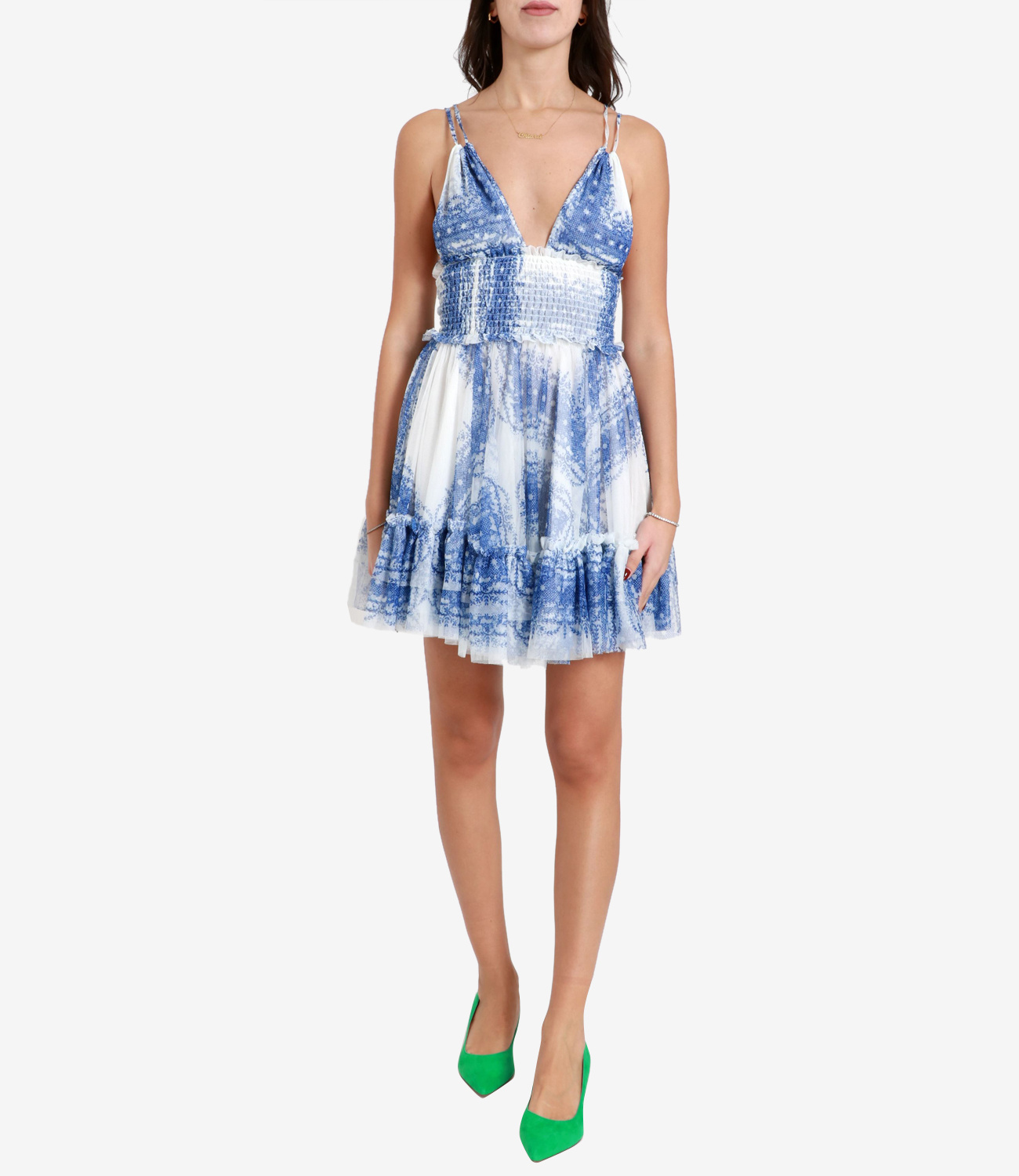 Philosophy Di Lorenzo Serafini Abstract Pattern Dress In Blue