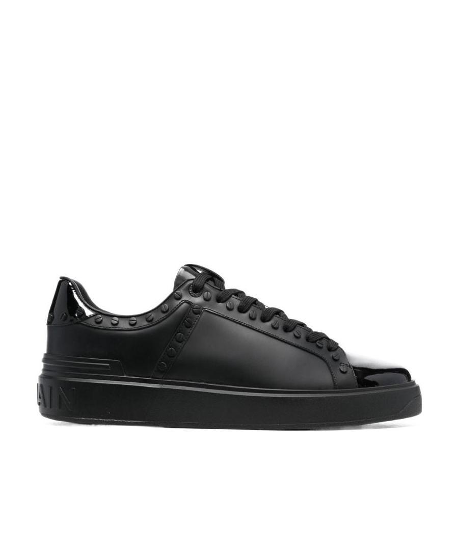 Balmain Black Low Top Sneakers With Logo In Leather In Black