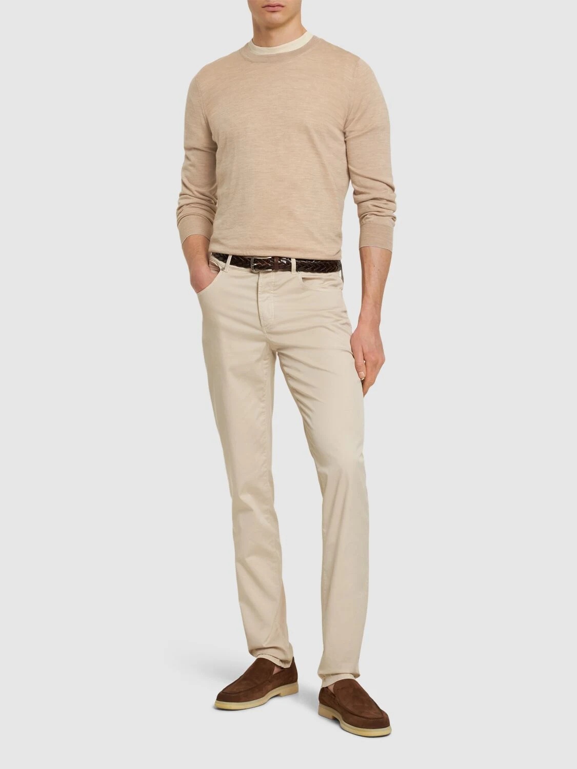 Brunello Cucinelli Round-neck Long-sleeved Sweater In Pink