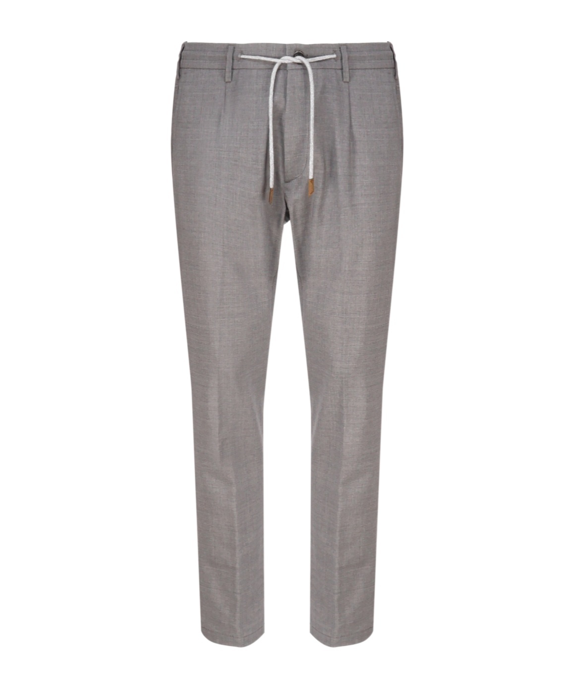 Eleventy Drawstring Waist Stretch Virgin Wool Pants In Gray