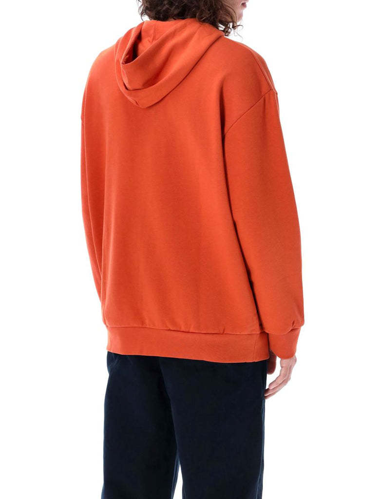 Apc A.p.c. Logo Printed Drawstring Hoodie In Red