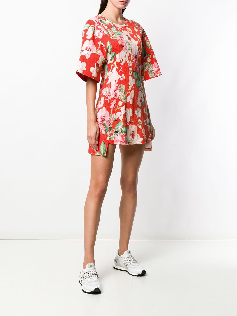 Philipp Plein Floral Printed Dress In Pink