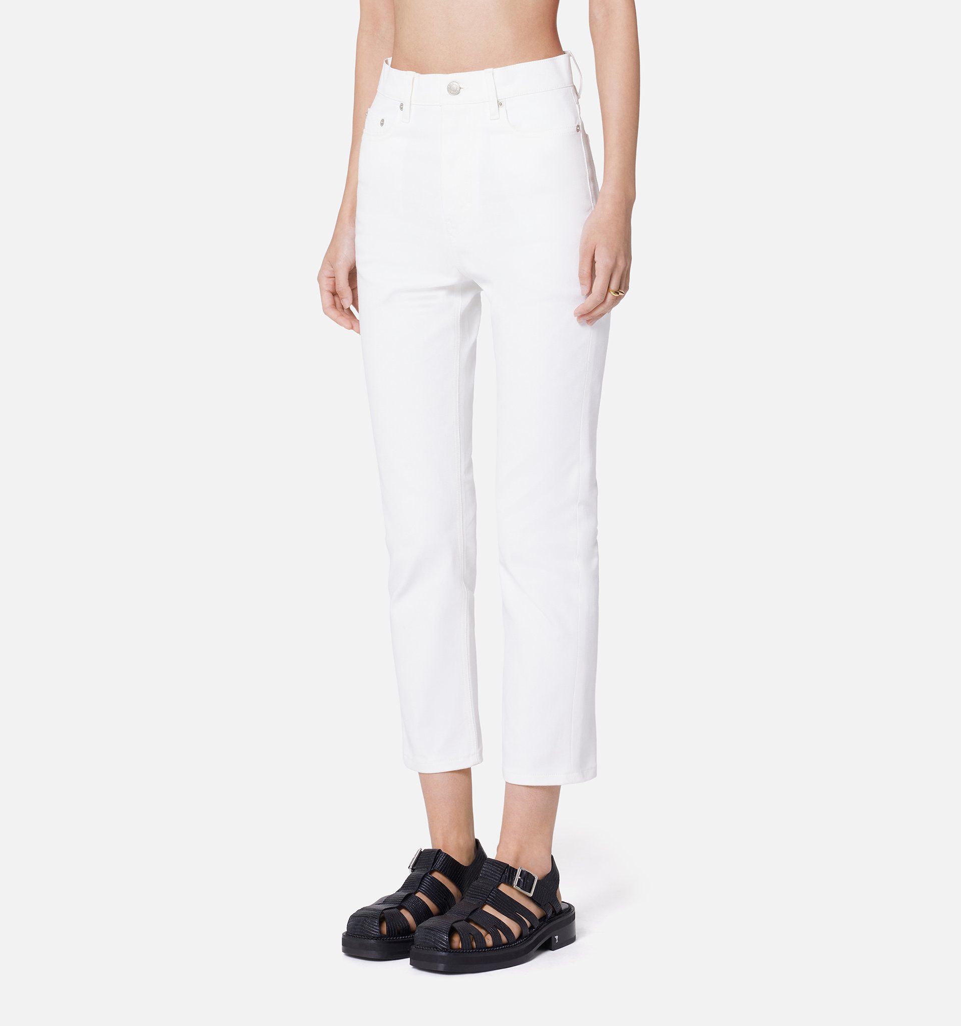 Ami Alexandre Mattiussi Ami Wide Stretch Cropped Denim Jeans In White