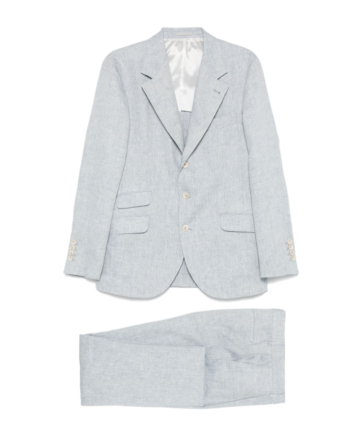 Brunello Cucinelli Light Grey Linen Single-breasted Suit In White