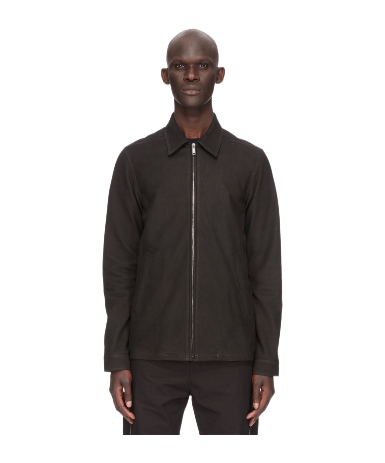 Rick Owens Brad Zipped Suede Jacket In Black